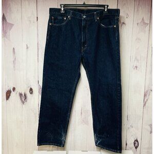 Levis 505 Jeans Mens 42x30 Blue Denim Regular Fit Straight Leg Dark Wash Red Tab